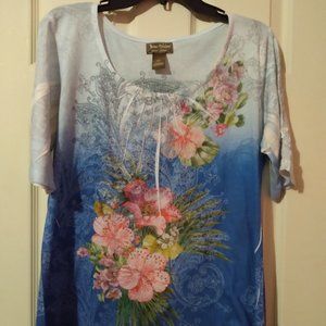 Beautiful Multi-Colored Short Sleeve Shirt With Colored Stones